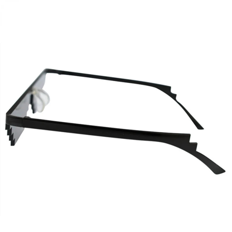 MOONBIFFY Funny Glasses Women Men Polygonal Brand Thug Life Sunglasses Mosaic Masculine 8 Bits Style Pixel Sun Glass Fashion