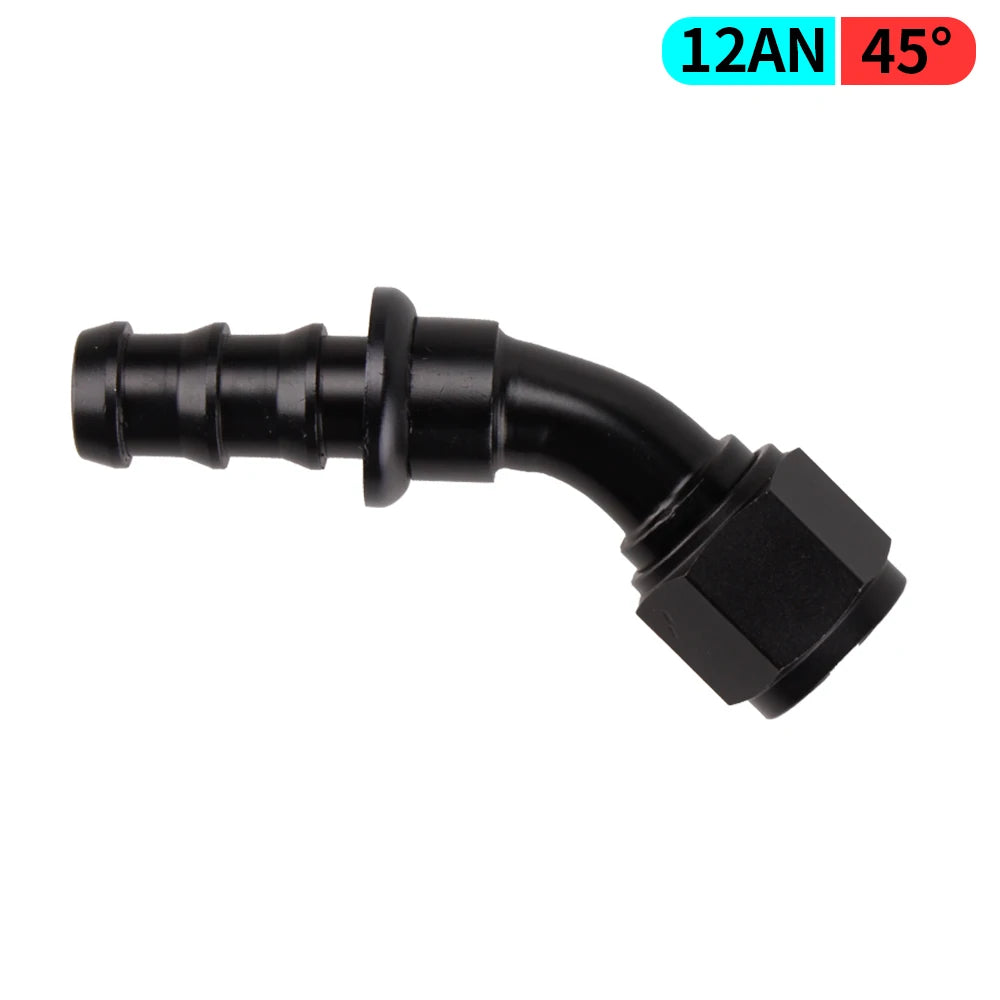 AN4/AN6/AN8/AN10/AN12 Straight 0/45/90/180 Degree Female Swivel to Push Lock Hose End Fitting Oil Fuel Hose End Adaptor Kit