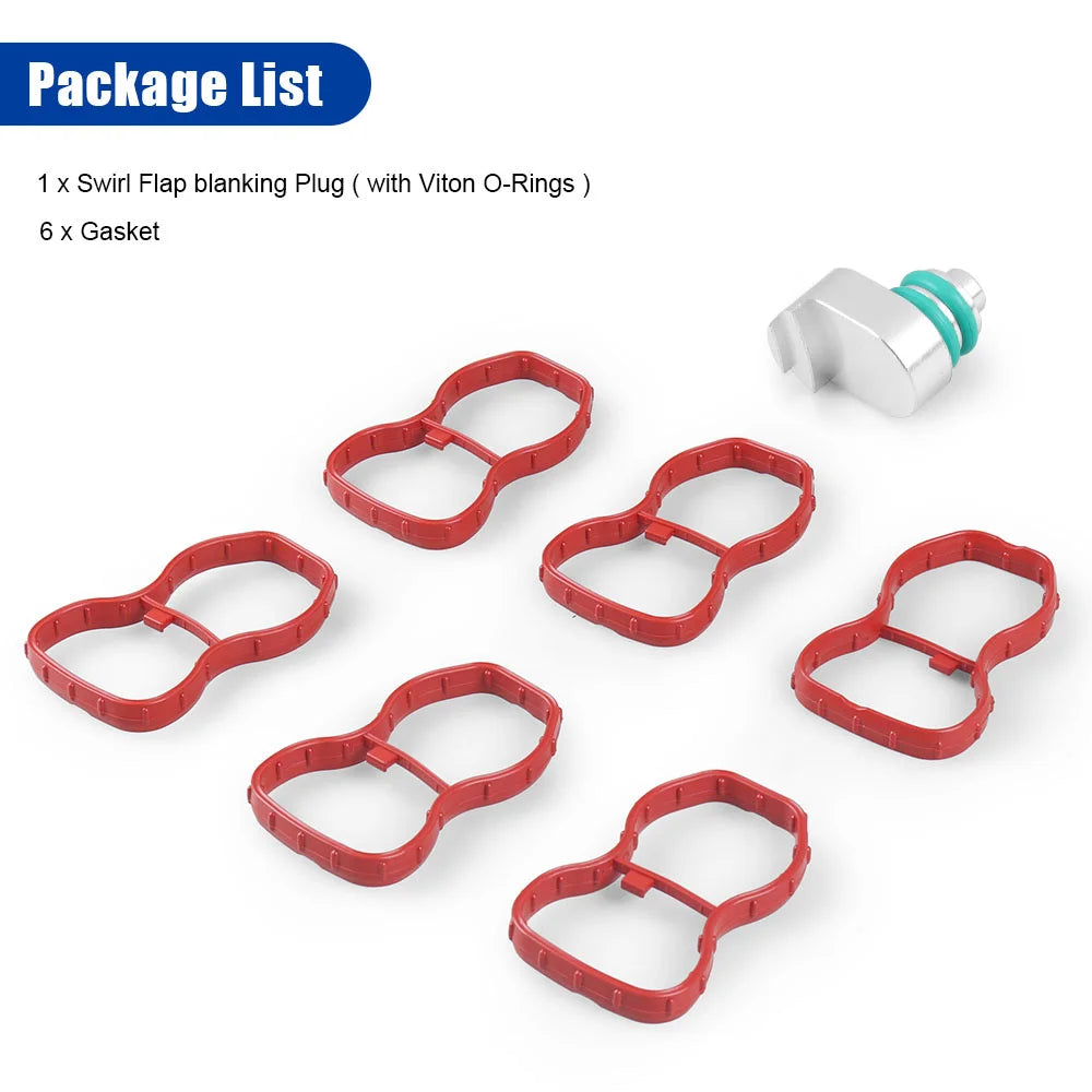 Intake Manifold Swirl Flap Blanking Plug Gasket Set Kit for BMW N57N N57Z 3.0d