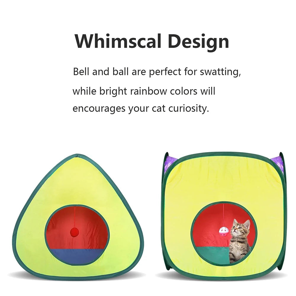 Cat Tunnel Toy and Cubes Combo Cat Tunnels for Indoor Cat with Play Ball Interactive Crinkle Collapsible Tent and Cubes Cat Tube