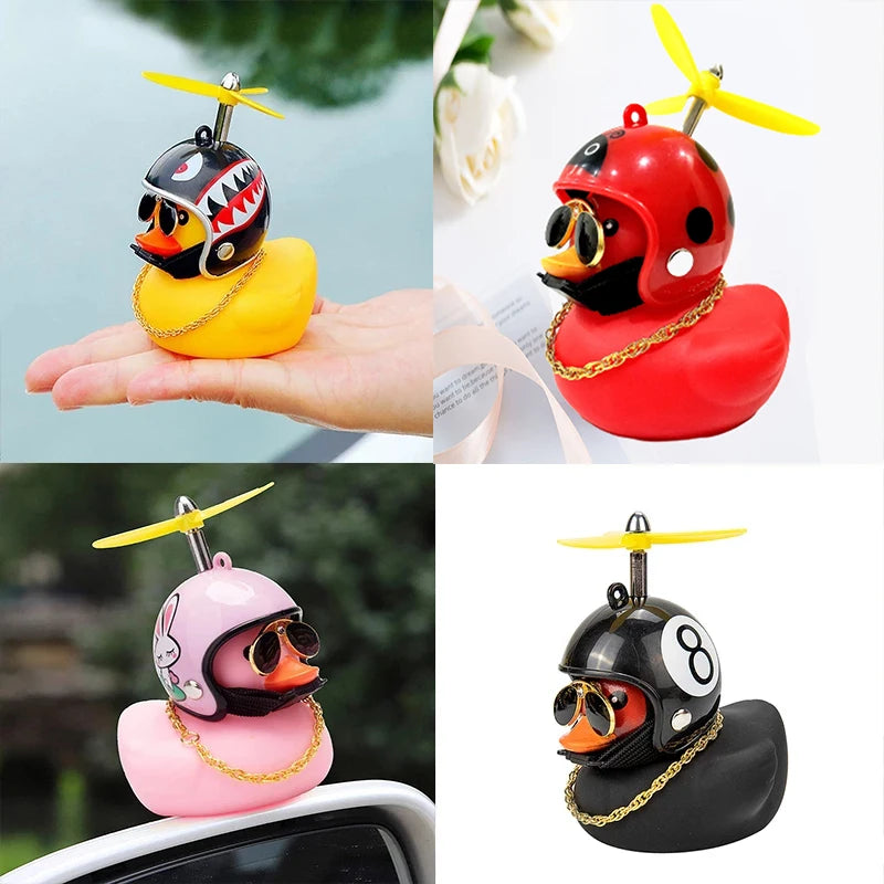 Car Cute Little Yellow Duck With Helmet Propeller Wind-breaking Duck Auto Internal Decoration Car Ornaments Accessories Kids Toy