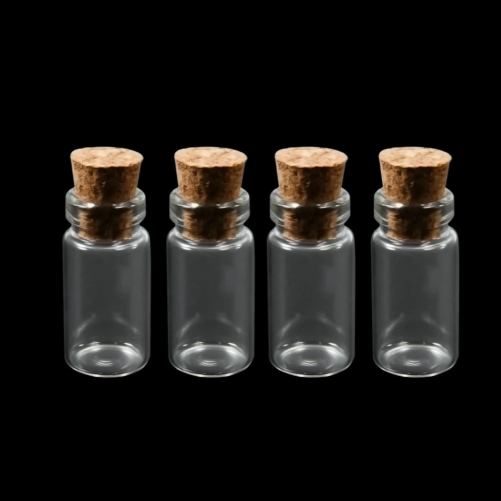 10PCS Mini Medicine Bottle Transparent with Transparent Cork Glass Wishing Bottle Drift Bottle