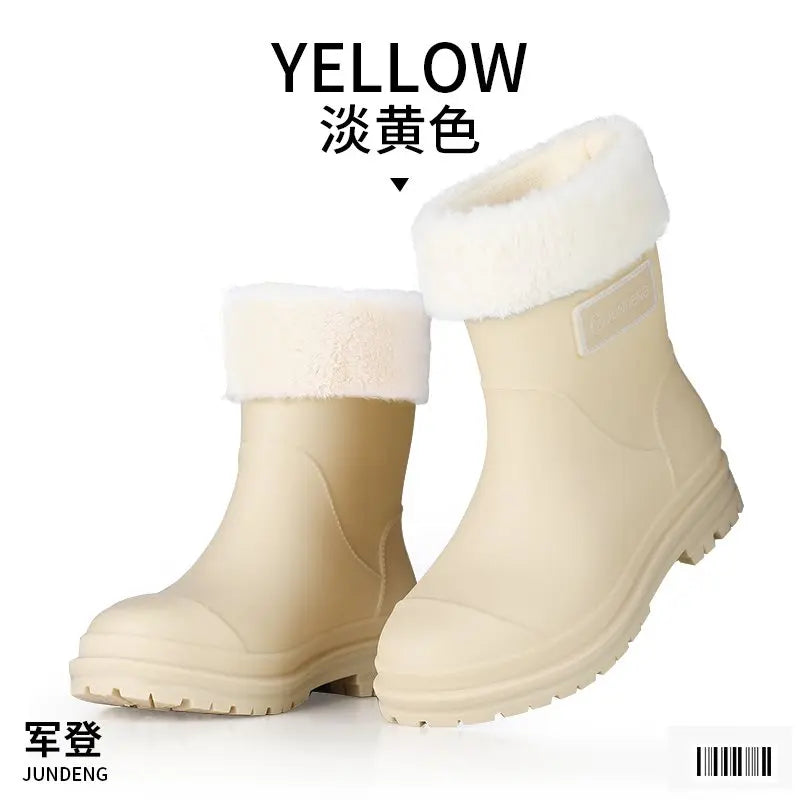 Fashionable Rain Boots for Women Thick Soles Versatile Korean Version Non-slip Wear-resistant, Casual Adult Outdoor Rubber Shoes