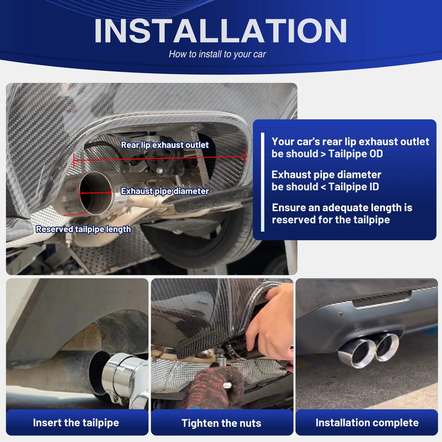 Exhaust Racing Dual Car Modification Stainless Steel Universal Automobile Exhaust Pipe Muffler Double Exhaust Tips