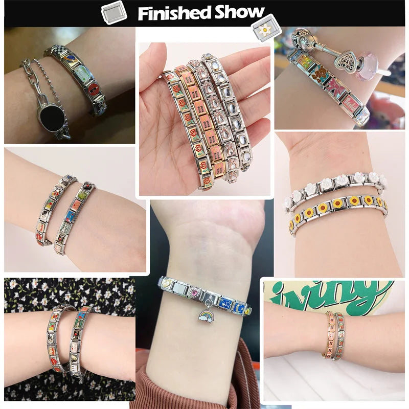 Cartoon Cute Cake Bread Cheese Sweet Girls Lovely Ice Cream Drink Italian Charm Links Fit 9mm Bracelet Making DIY Jewelry Gifts