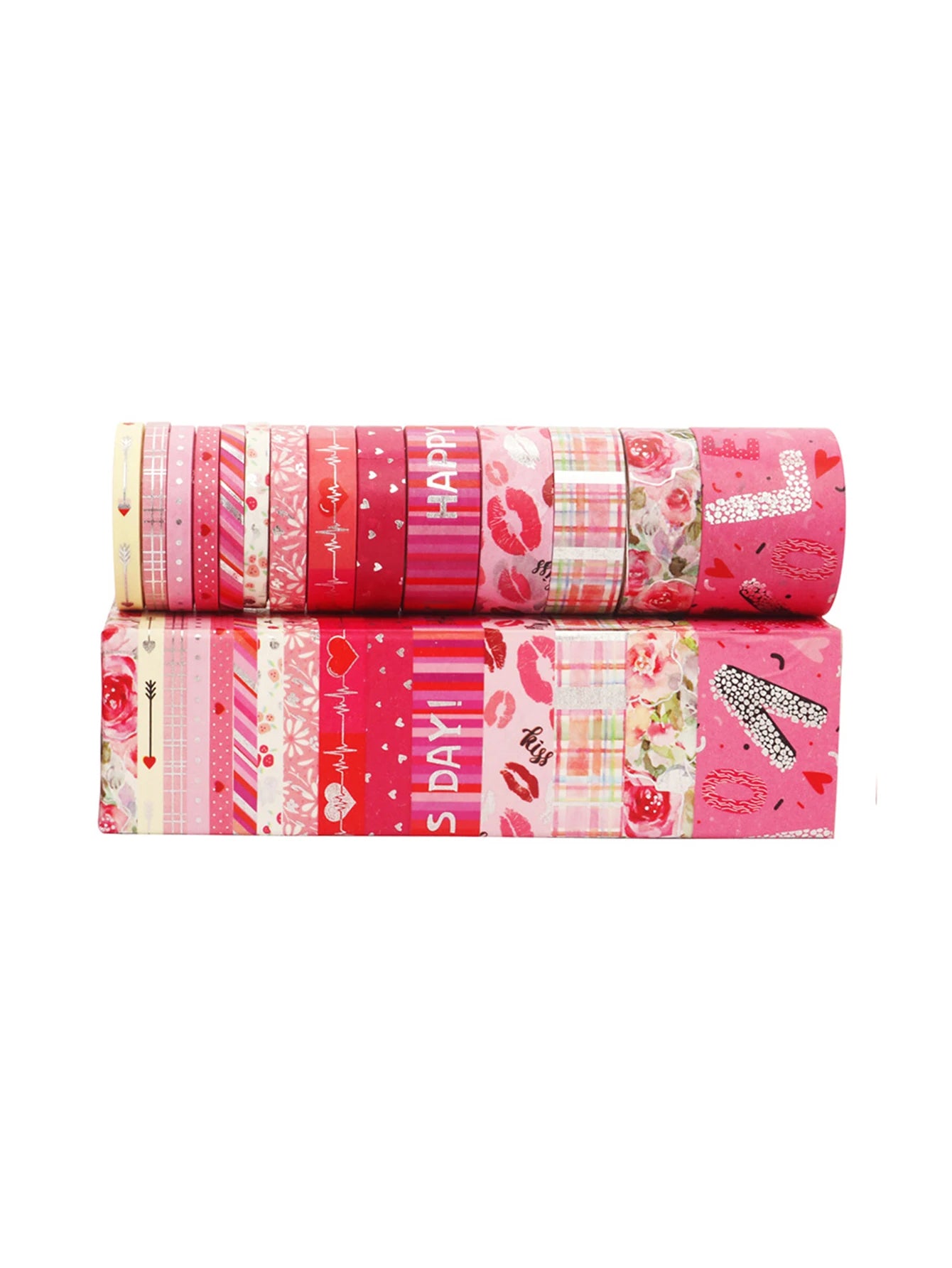 Romantic Valentine's Day washi tape,heart flower silver foil decoration material,DIY creative handmade gift for journals, greeti