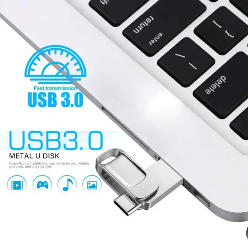 Mini 2TB Usb 3.0 Pen Drive Memory USB Flash Drives 1TB 512GB 256GB Metal TYPE C OTG High Speed Waterproof 2TB 1TB USB Memorias