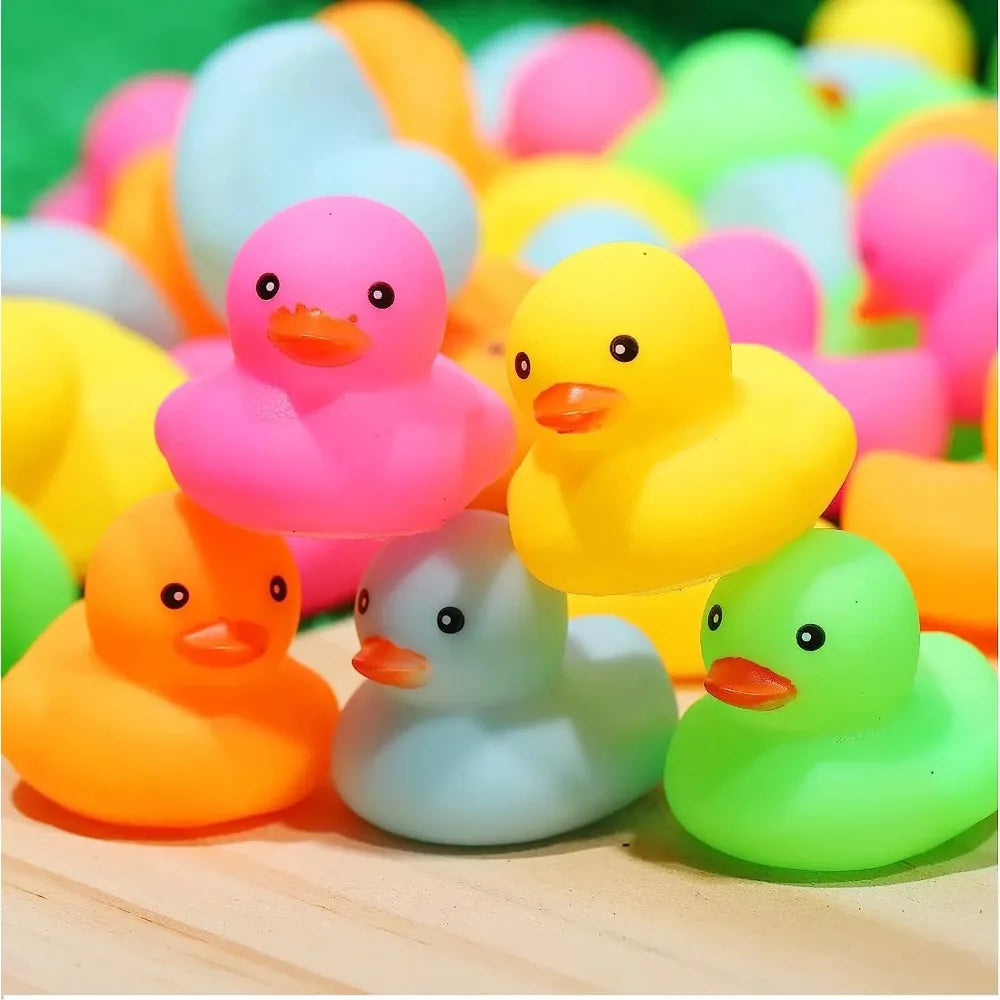 12Pcs/Set Baby Bath Toys Rubber Duck Colorful Ducks for Children Summer Swimming Pools Beach Game Toddler Children Toys Gift