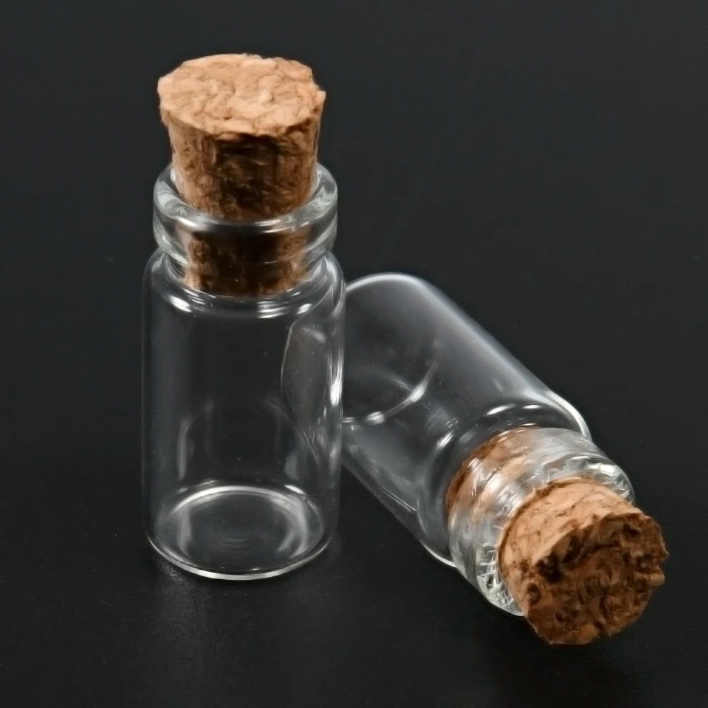 10PCS Mini Medicine Bottle Transparent with Transparent Cork Glass Wishing Bottle Drift Bottle
