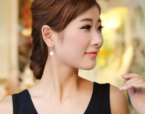 New trendy 925 Sterling Silver noble 10mm Pearl Drop Earrings Jewelry for Woman Girl Charm Wedding Engagement Party Gift Jewelry