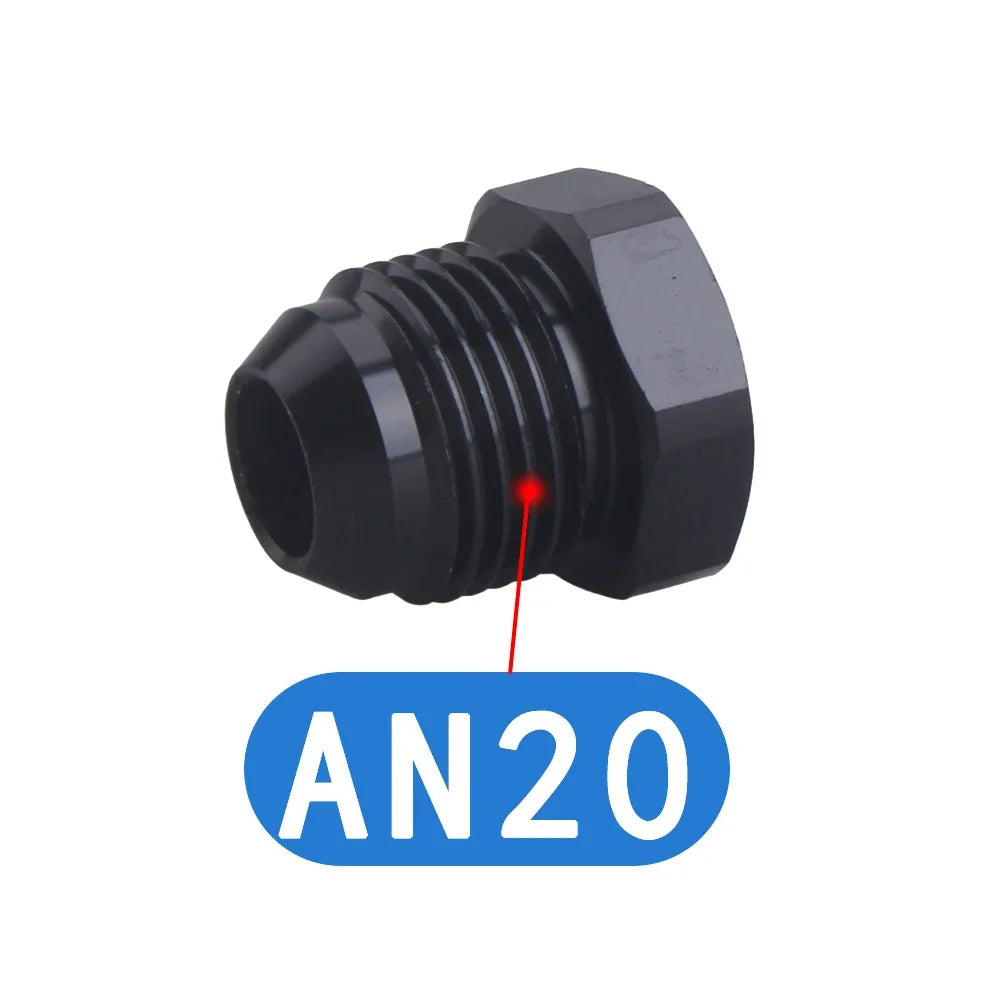 AN4 AN6 AN8 AN10 AN12 Male Flare Thread Hexagon Head Blanking Plugs Fitting Hex Cap Lock Hose Fitting Adapters Aluminum Anodized