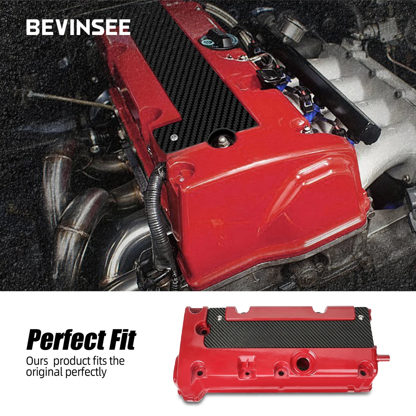 BEVINSEE Dry Carbon Fiber K Series Spark Plug Cover Insert for Honda Acura Accord Civic CRV K20 K24 Engine