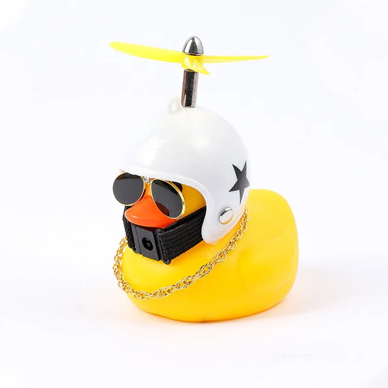 Car Cute Little Yellow Duck with Helmet Propeller Wind-breaking Duck Auto Internal Decoration Car Ornaments Accessories Kids Toy