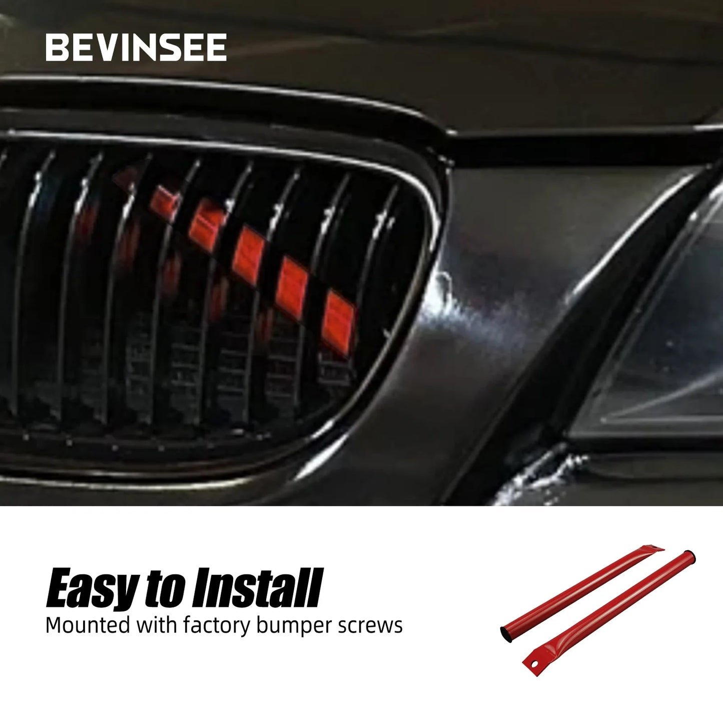 BEVINSEE Front Grille Kidney Braces for BMW E92 E90 E91 E93 2006 2007 2008 2009 2010 2011 2012 2013