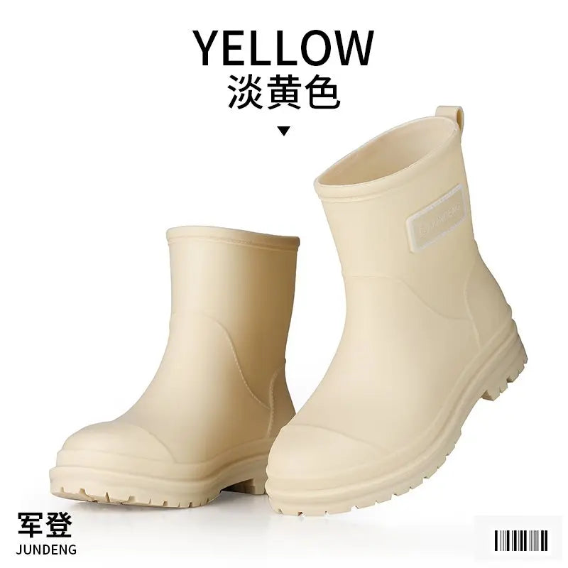 Fashionable Rain Boots for Women Thick Soles Versatile Korean Version Non-slip Wear-resistant, Casual Adult Outdoor Rubber Shoes