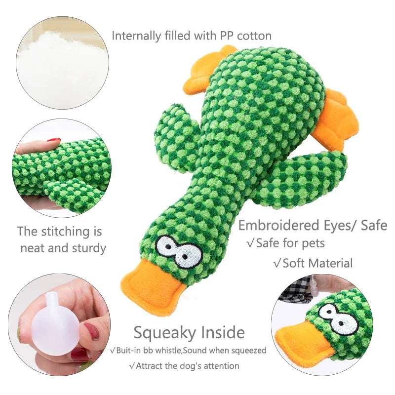Funny Duck Shaped Dog Plush Toy Pets Interactive Chew Squeaky Toys For Small Large Dogs Outdoor Playing Supplies