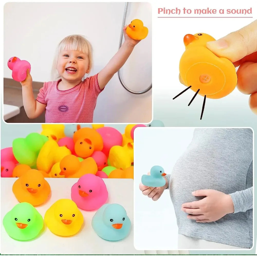 12Pcs/Set Baby Bath Toys Rubber Duck Colorful Ducks for Children Summer Swimming Pools Beach Game Toddler Children Toys Gift