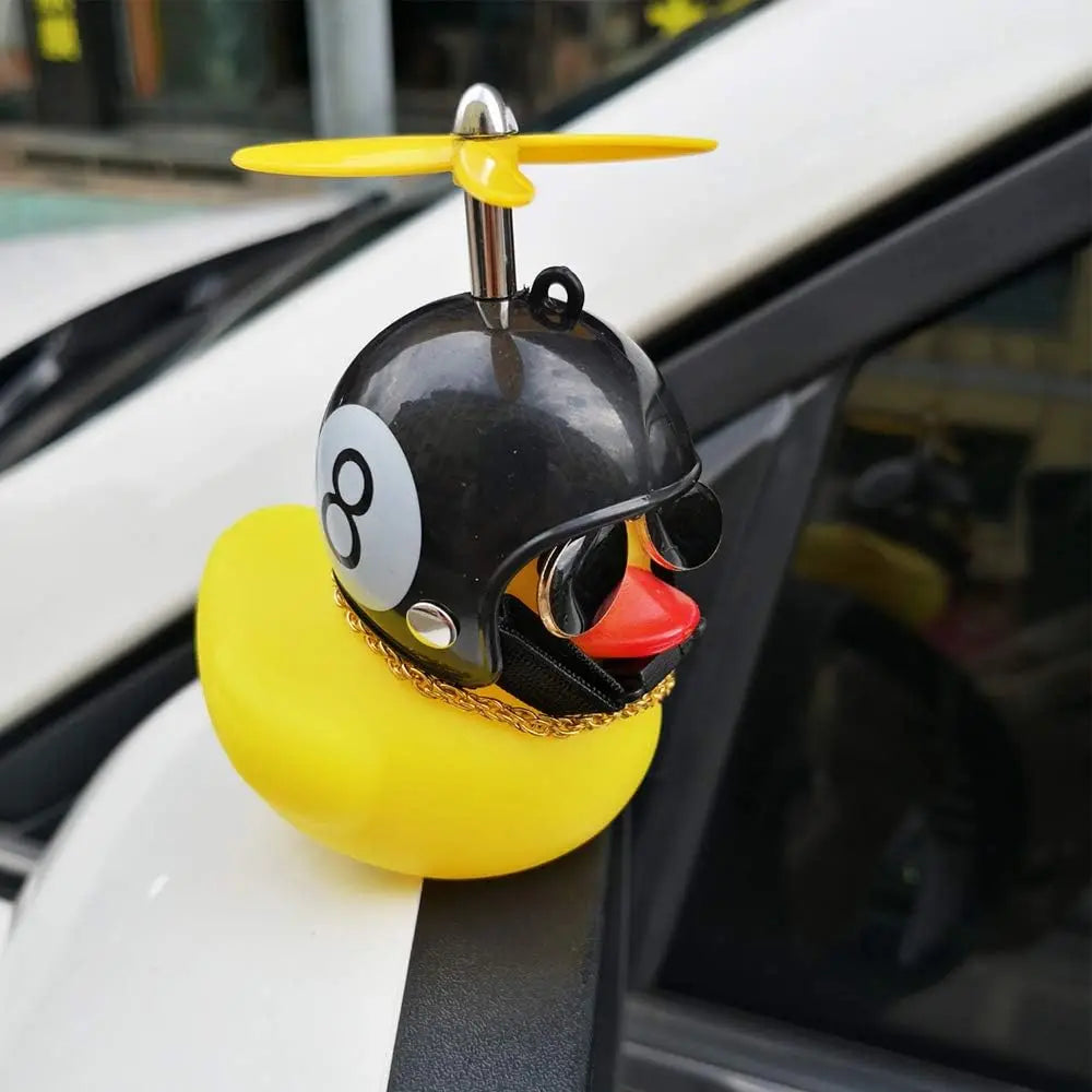 Car Cute Little Yellow Duck with Helmet Propeller Wind-breaking Duck Auto Internal Decoration Car Ornaments Accessories Kids Toy