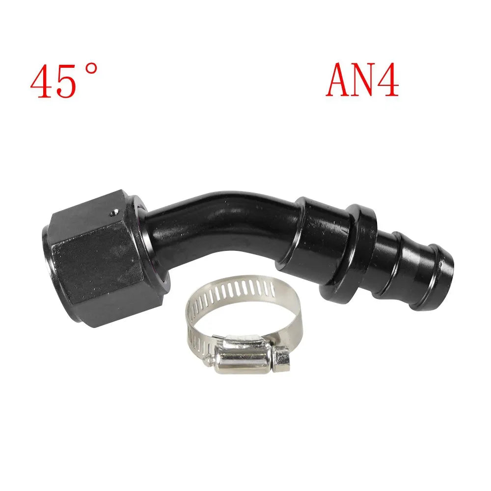 Universal 0 45° 90° 180°Degree AN4 AN6 AN8 AN10 AN12 Oil Fuel Push Lock Hose End Fitting/Adaptor Black