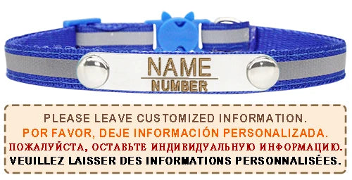 Reflective Cat Collar Custom Engraved ID Personalized with Bell Puppy Pet Breakaway Necklace Accessories Nameplate Collar