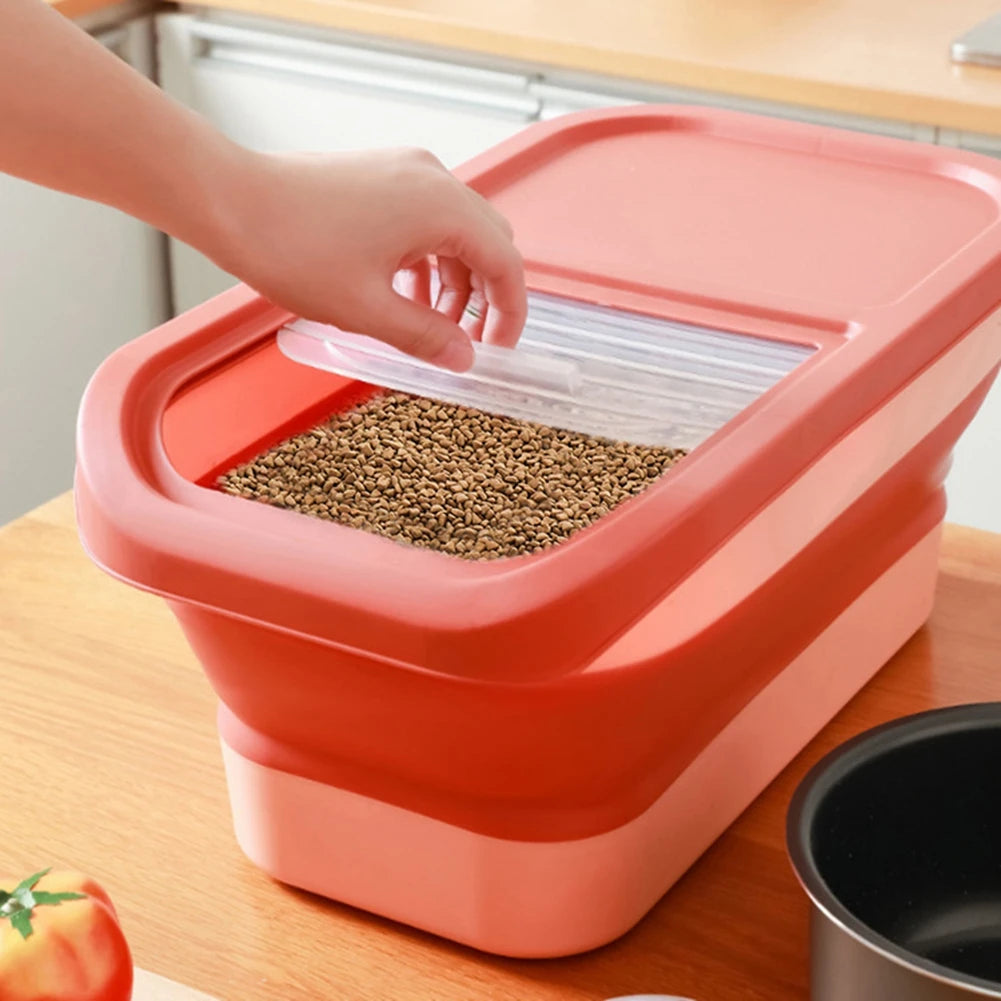Cat Dog Food Storage Container Moisture-proof Split Design Easy to Disassemble Large Capacity Folding Sealed Pet Food Container
