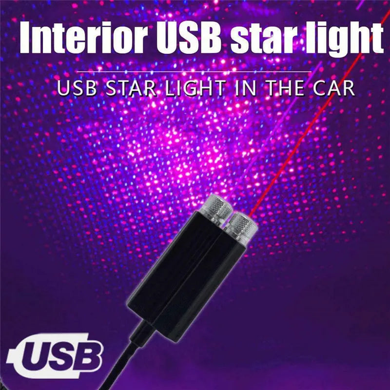 Car Roof Star Light Interior USB LED Starry Lights Atmosphere Projector Decoration Night Home Decor Galaxy Light Car Accessories