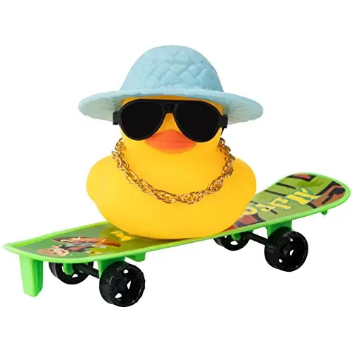 Car Duck Ornament Rubber Duck Car Dashboard Decoration Car Dashboard Decoration Accessories with Mini Hat Chair or Skateboard