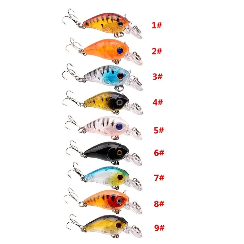 9pcs/lot Crankbait Fishing Lure, Simulating Artificial Hard Bait, Fake Lure, Fishing Gear For Bass Trout Freshwater Saltwate
