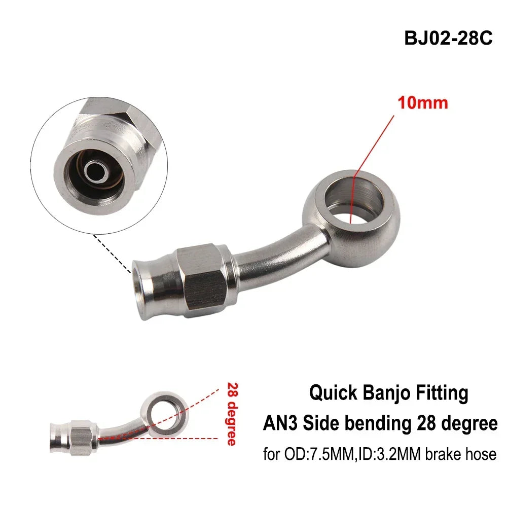 1PC Stainless Steel AN3 to AN -3 Straight Brake Swivel Hose End banjo Fitting 3/8-24