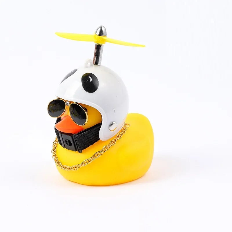 2023 Car Interior Broken Wind Small Yellow Duck with Helmet Airscrew Cute Wind-breaking Duck Cycling Decoration Ornament