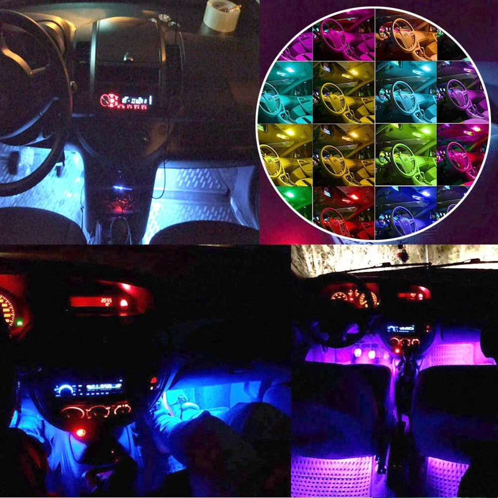 New T10 5050 6SMD DC 12V Waterproof W5W Remote Controller RGB 194 168 Dome Light Silicone Wedge Side Car Signal Atmosphere Bulb