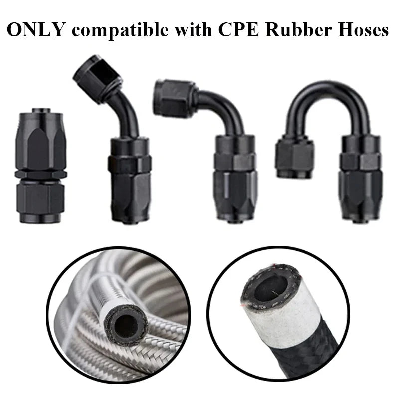 Universal AN4 AN6 AN8 AN10 AN12 Straight 45 90 120 180 Degree Car Oil Fuel CPE Swivel Hose End Fitting Oil Hose End Adaptor