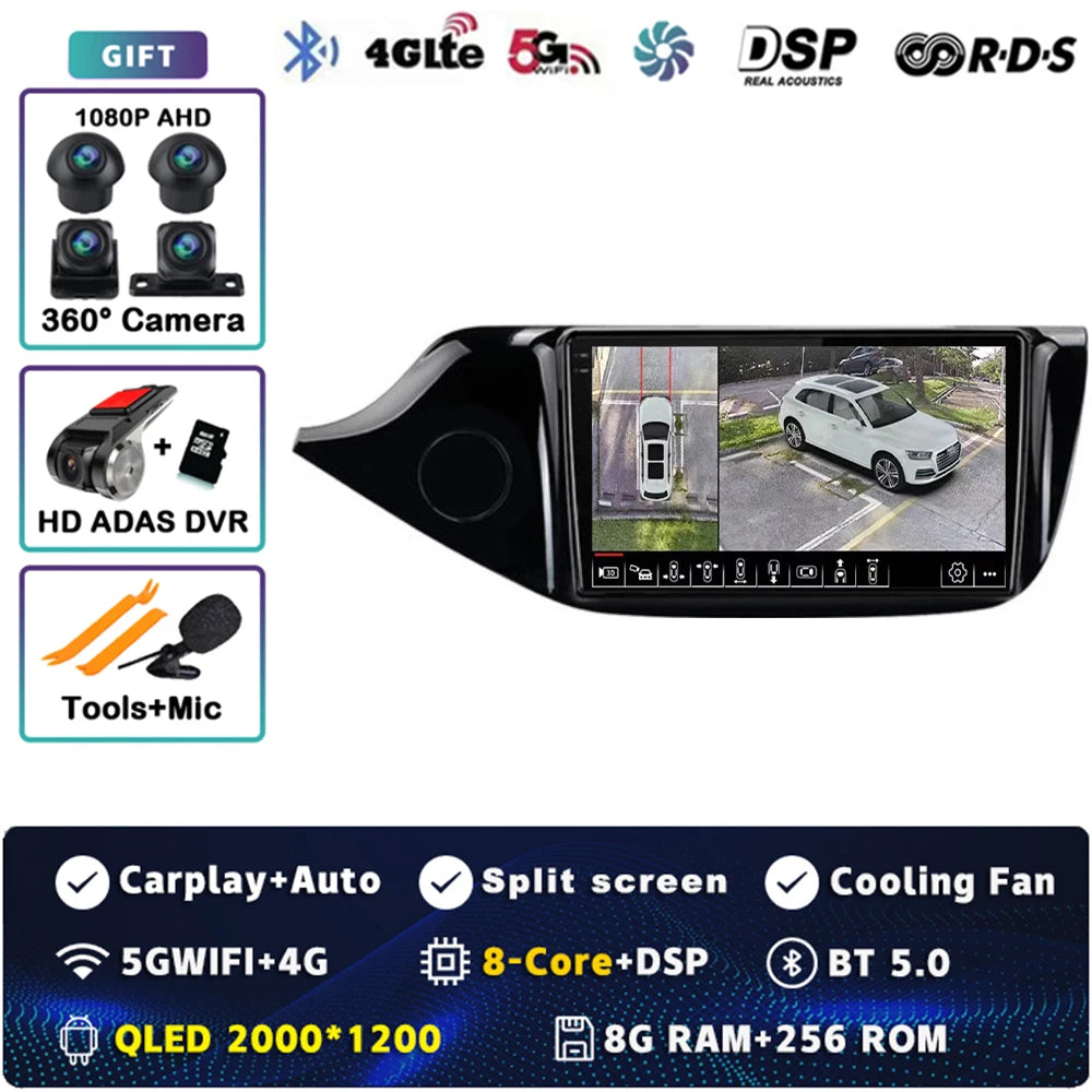 Android 14 Carplay Car Radio For KIA Cee'd CEED JD 2012 2013 2014 - 2018 Multimedia Video Player Navigation GPS Stereo 2 Din DVD