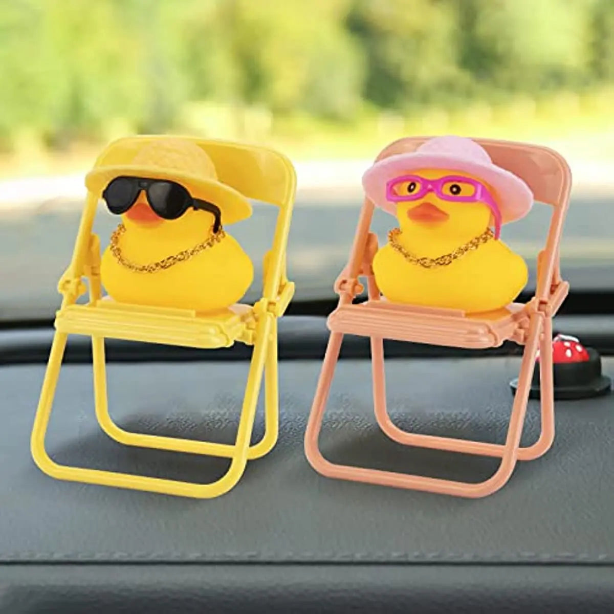 Car Duck Ornament Rubber Duck Car Dashboard Decoration Car Dashboard Decoration Accessories with Mini Hat Chair or Skateboard