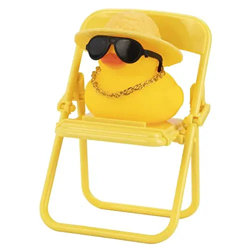 Car Duck Ornament Rubber Duck Car Dashboard Decoration Car Dashboard Decoration Accessories with Mini Hat Chair or Skateboard