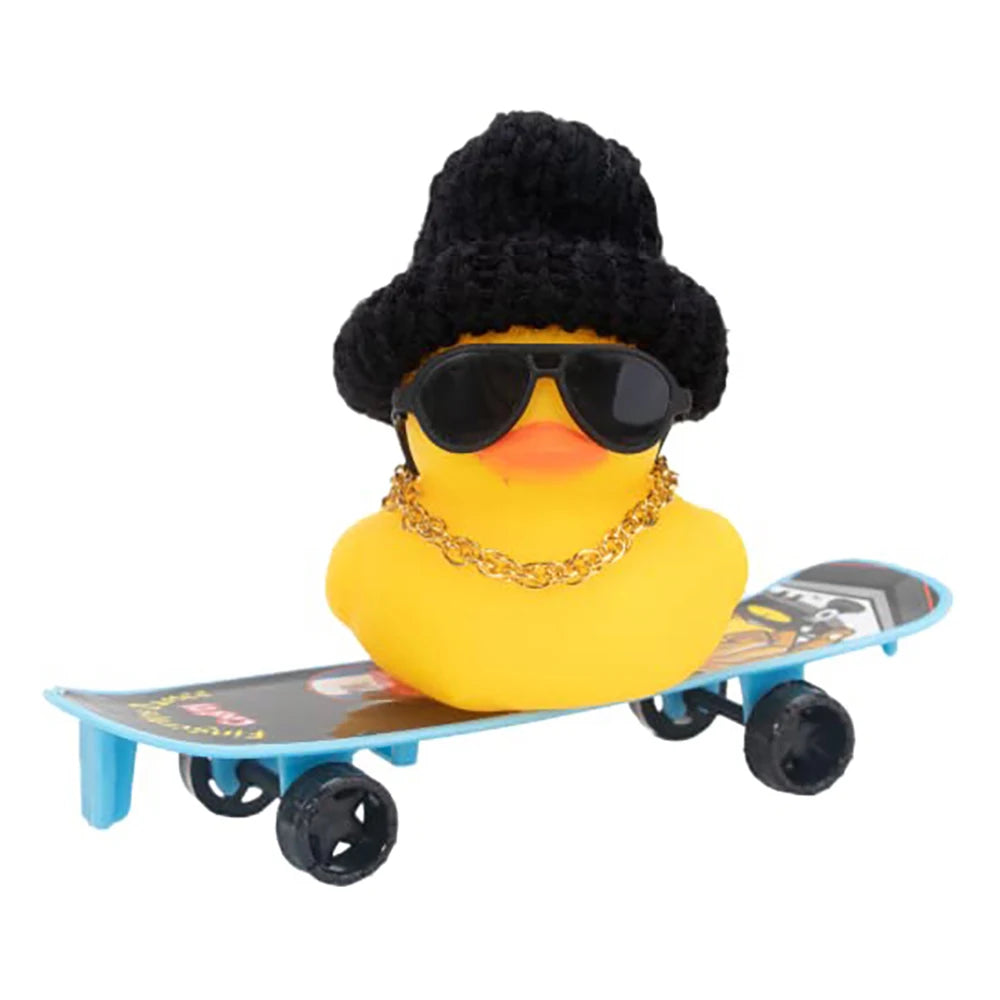 Car Duck Ornament Rubber Duck Car Dashboard Decoration Car Dashboard Decoration Accessories with Mini Hat Chair or Skateboard