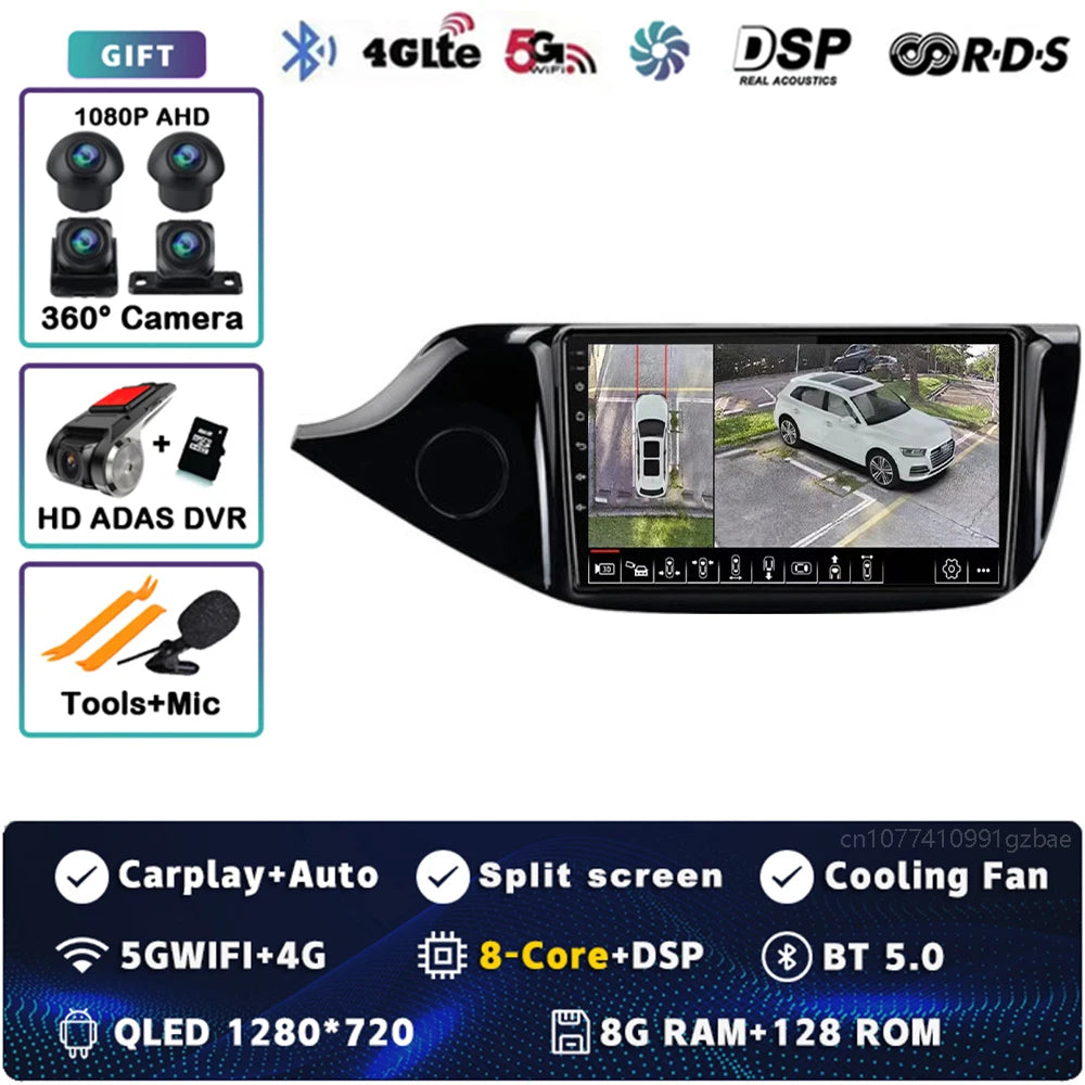 Android 14 Carplay Car Radio For KIA Cee'd CEED JD 2012 2013 2014 - 2018 Multimedia Video Player Navigation GPS Stereo 2 Din DVD
