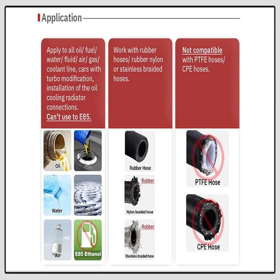 Universal 0 45° 90° 180°Degree AN4 AN6 AN8 AN10 AN12 Oil Fuel Push Lock Hose End Fitting/Adaptor Black