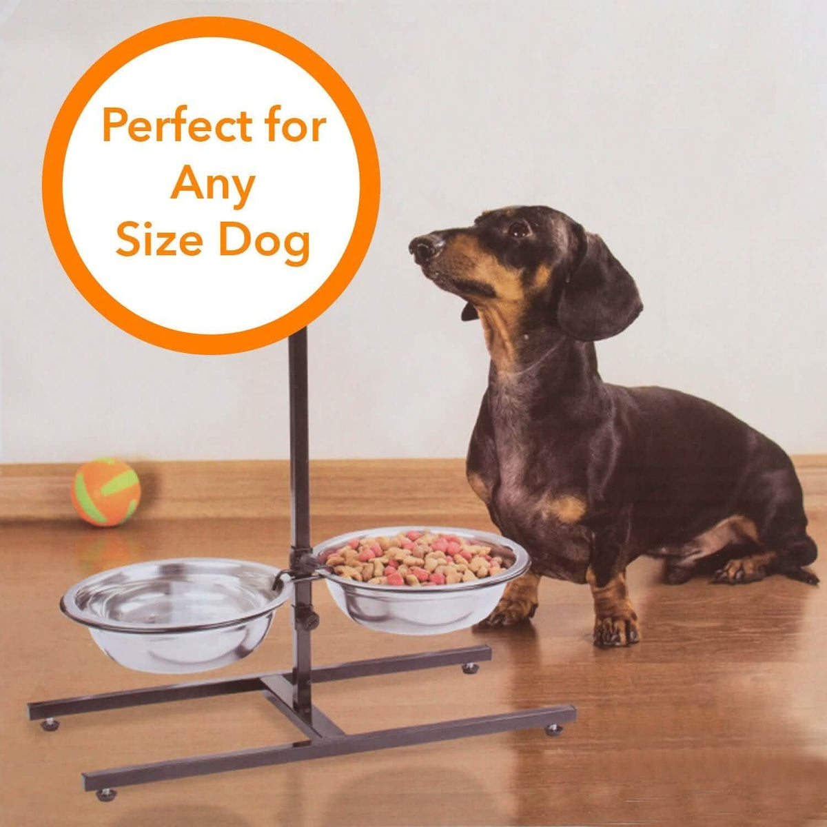 Adjustable Metal Pet Dog Feeder Bowls Elevated Stainless Steel Double Bowl Dish