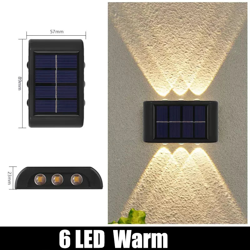6LED Solar Lights, Outdoor Atmosphere Wall Lamp,Up And Down Light Control for Garden Yard Street Balcony Terrace Camping Decor