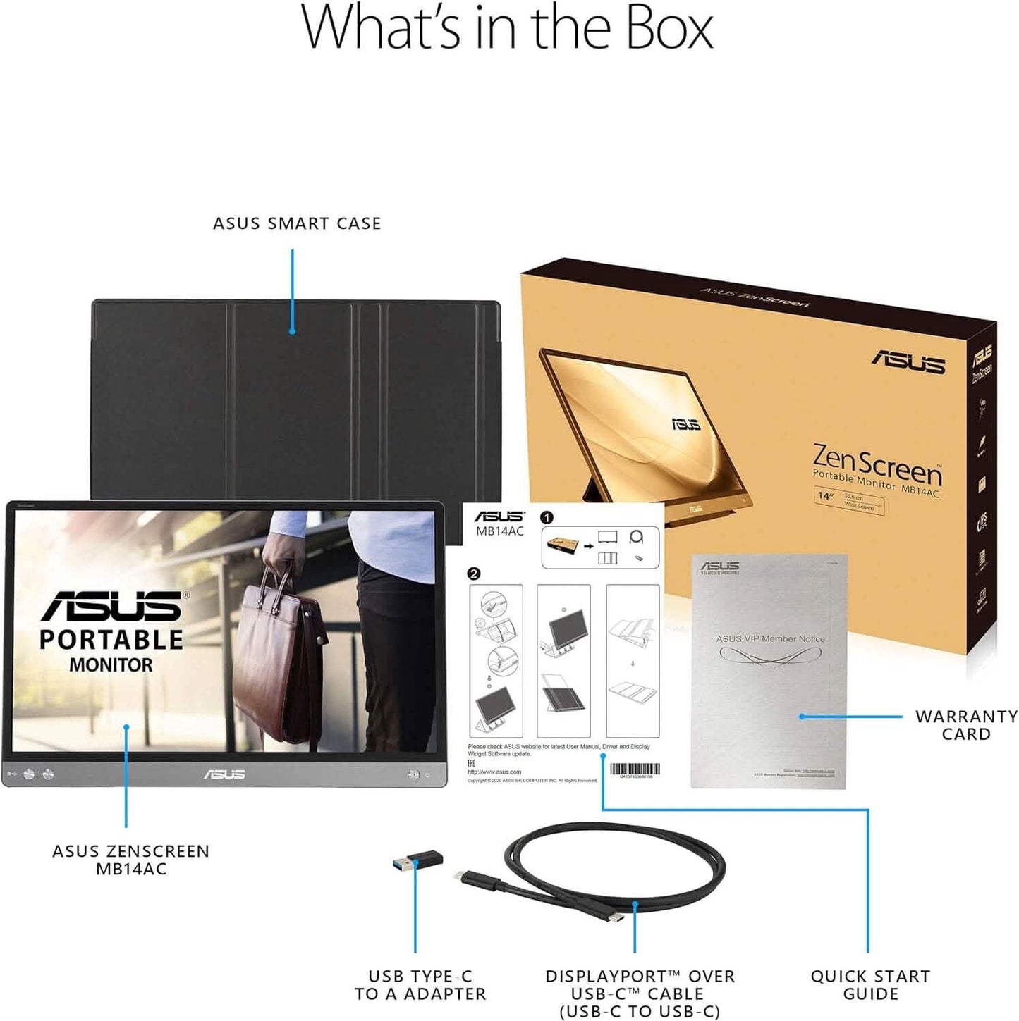 ASUS ZenScreen MB14AC 14” Portable USB Monitor (Refurbished)