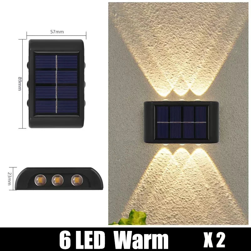 6LED Solar Lights, Outdoor Atmosphere Wall Lamp,Up And Down Light Control for Garden Yard Street Balcony Terrace Camping Decor