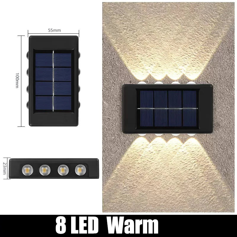 6LED Solar Lights, Outdoor Atmosphere Wall Lamp,Up And Down Light Control for Garden Yard Street Balcony Terrace Camping Decor