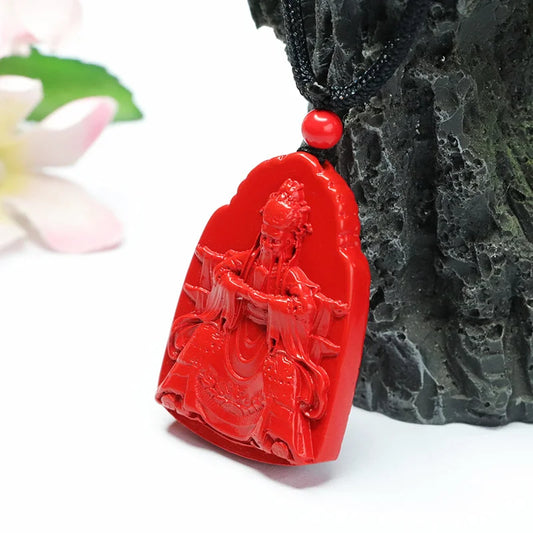 Natural Authentic Cinnabar God of Wealth Pendant Red Sand Wutai Mountain Dragon 5 Pendant Men's and women's fine jewelry