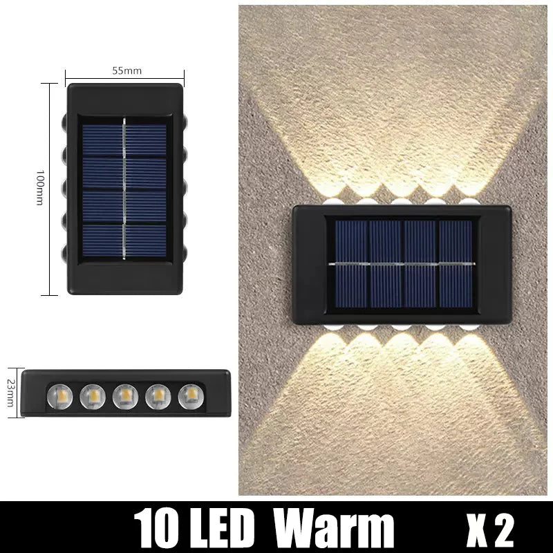 6LED Solar Lights, Outdoor Atmosphere Wall Lamp,Up And Down Light Control for Garden Yard Street Balcony Terrace Camping Decor