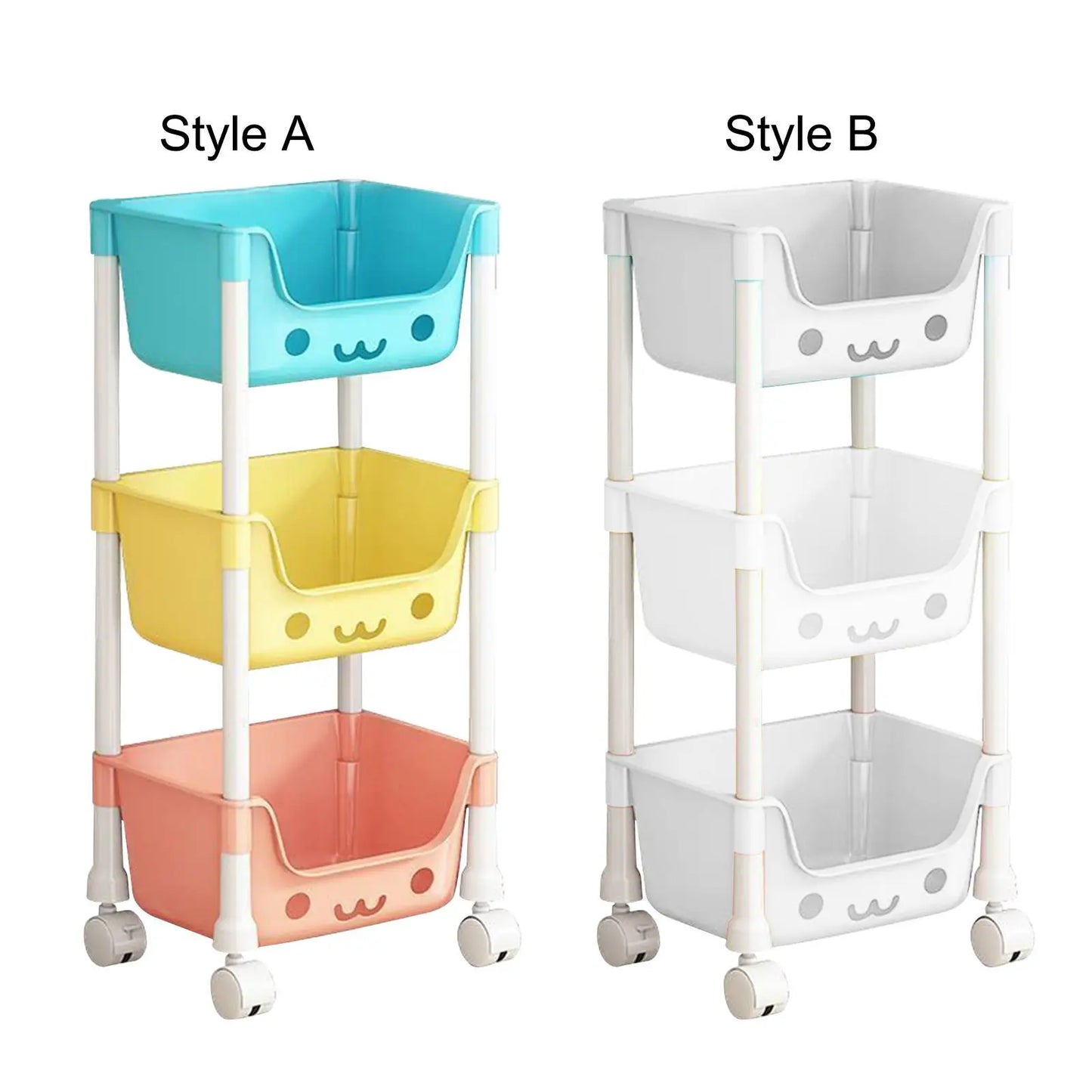 3 Tier Storage Cart Mobile Shelving Unit Organizer 3 Tier Trolley Rack Bathroom Organizer Cart for Kitchen Garage Bedroom Office