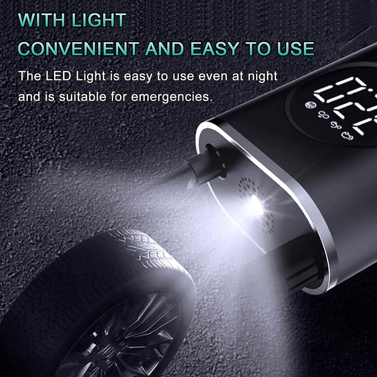 Cpplia Wireless Air Pump Digital Tire Pressure Detection LED Tire Inflator