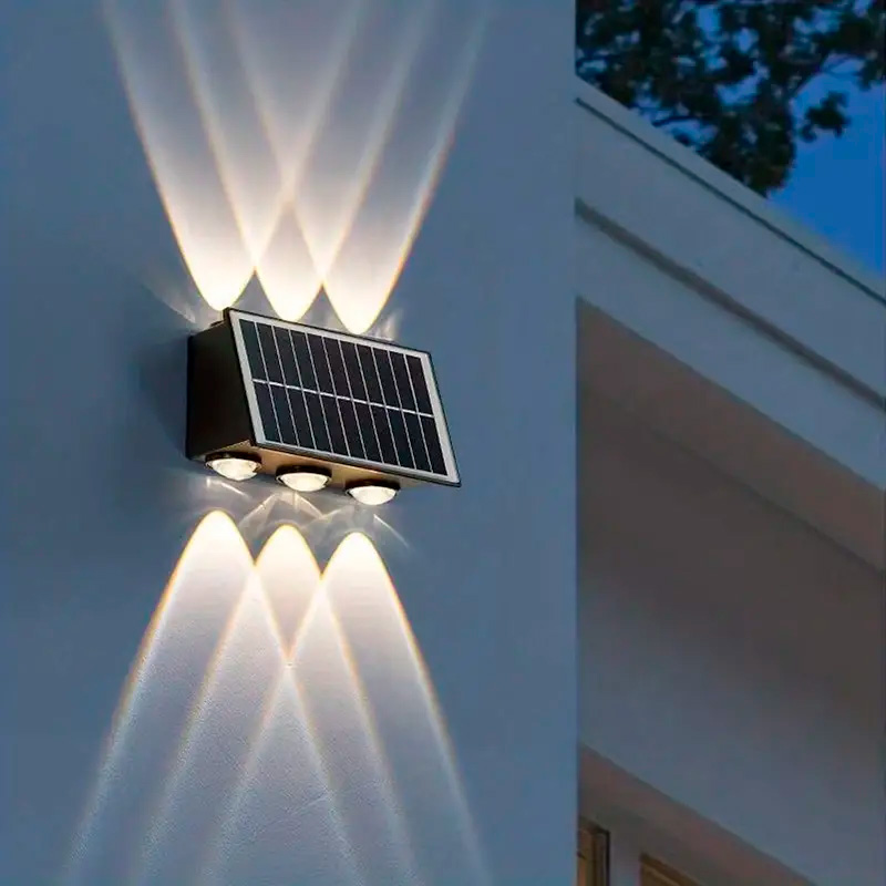 6LED Solar Lights, Outdoor Atmosphere Wall Lamp,Up And Down Light Control for Garden Yard Street Balcony Terrace Camping Decor