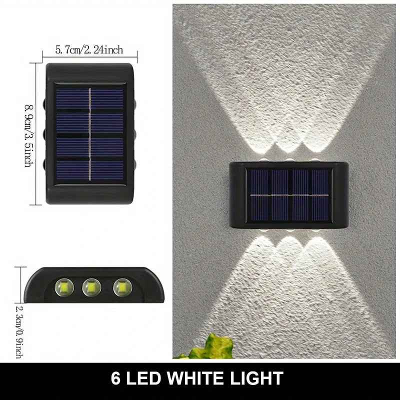 6LED Solar Lights, Outdoor Atmosphere Wall Lamp,Up And Down Light Control for Garden Yard Street Balcony Terrace Camping Decor
