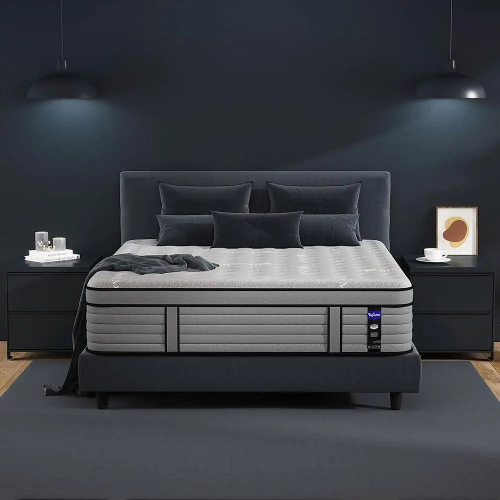 12 Inch Memory Foam Hybrid Mattress California King Individually Pocket Coils Motion Isolation Edge Support Breathable Moisture